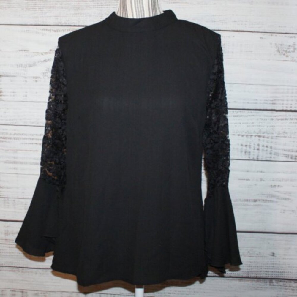 Adiva Long Bell sleeve Black Blouse Size M